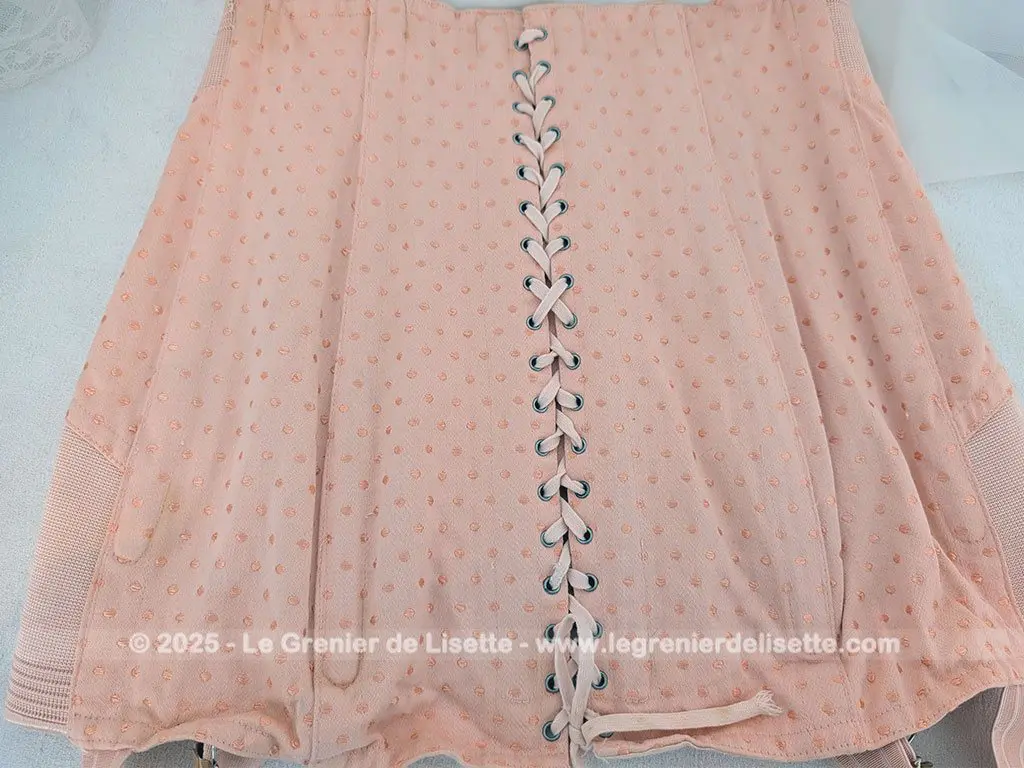 Corset gaine vintage saumon baleines, lacets et crochets T36 – Image 4