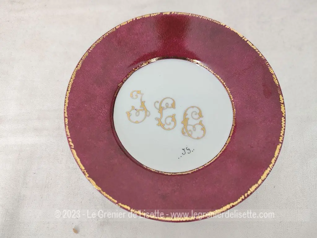 Duo assiettes dessert shabby monogrammés dorés – Image 8