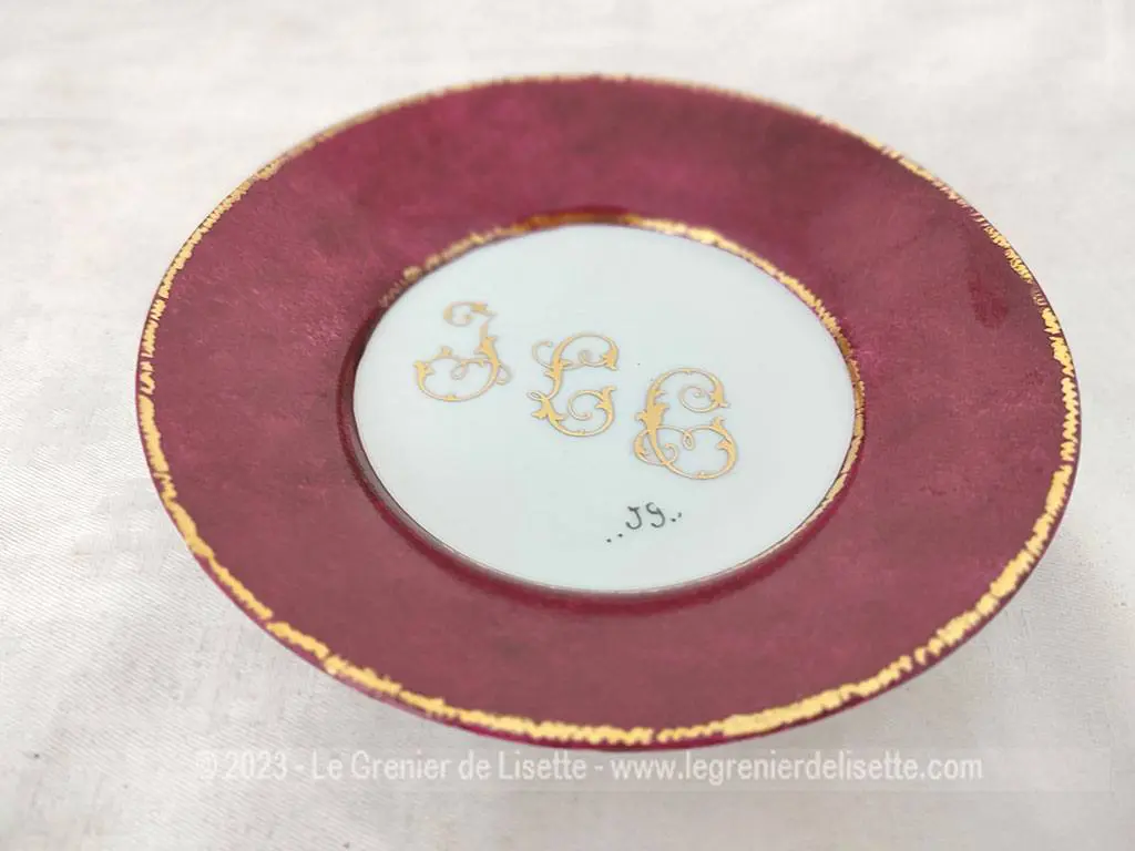 Duo assiettes dessert shabby monogrammés dorés – Image 9