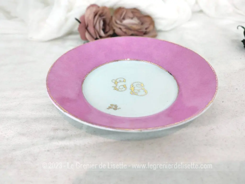 Duo assiettes dessert shabby monogrammés dorés – Image 4