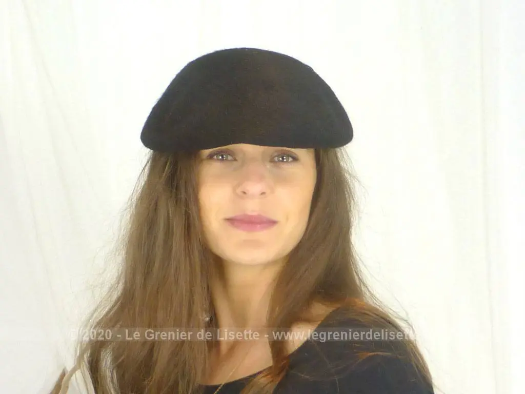 Ancien chapeau bibi feutre noir avec noeud – Image 4