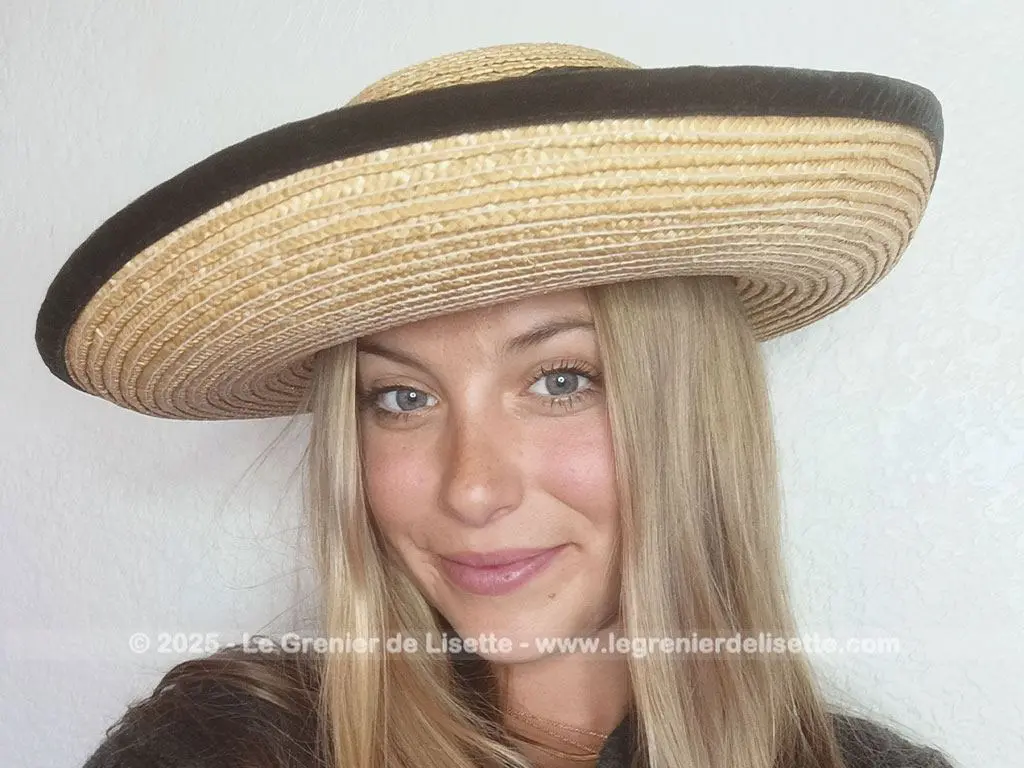 Ravissant chapeau sisal paille et son long ruban velours noir – Image 4