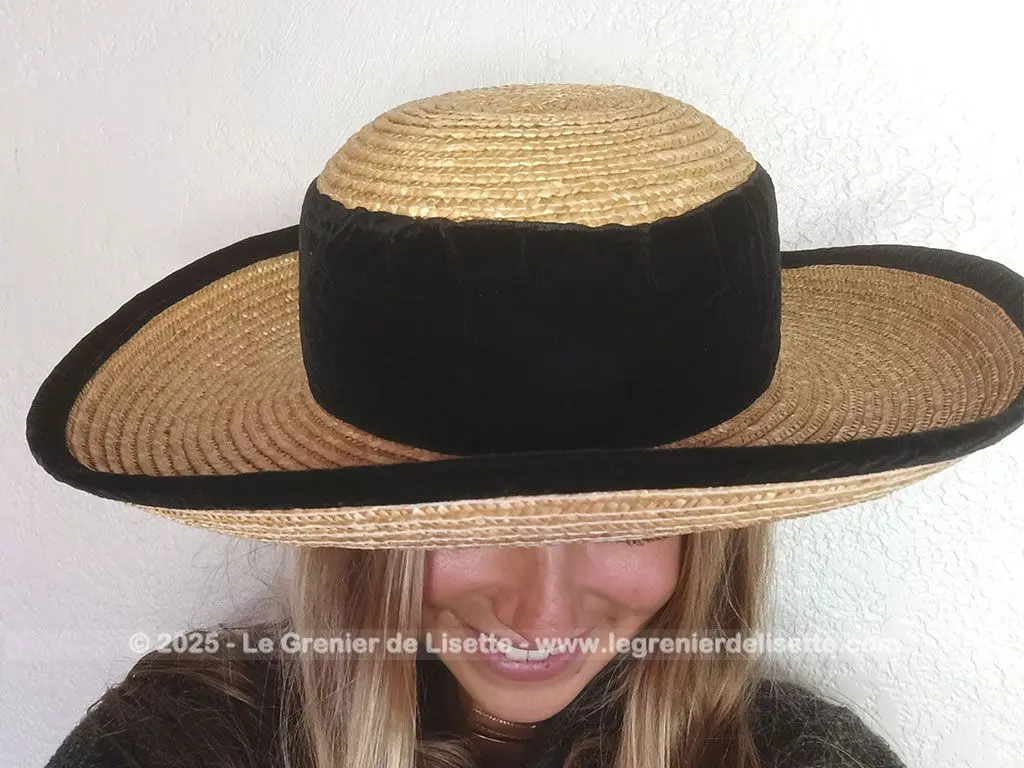 Ravissant chapeau sisal paille et son long ruban velours noir – Image 5