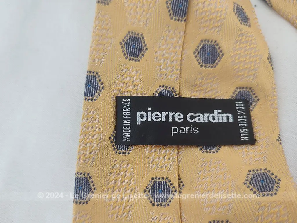 Belle cravate vintage Pierre Cardin soie tons jaune – Image 7