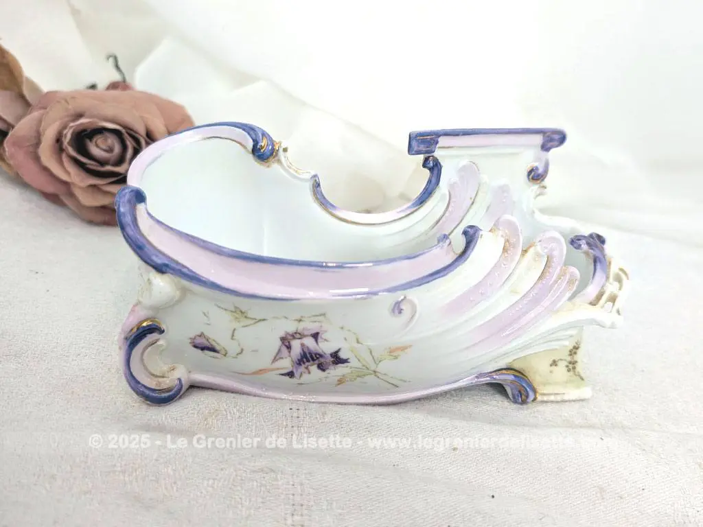 Ravissante mini jardinière vintage shabby décor floral mauve – Image 3