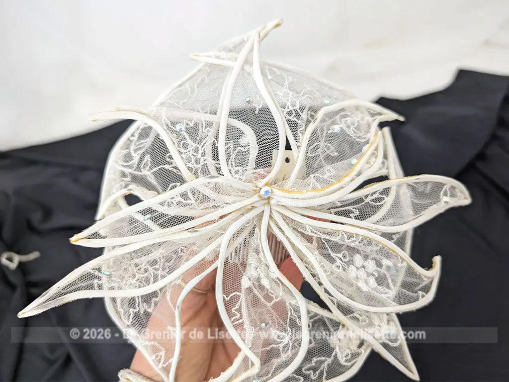 Superbe peigne chignon mariée ou danseuse étoile tulles, dentelle et strass – Image 6