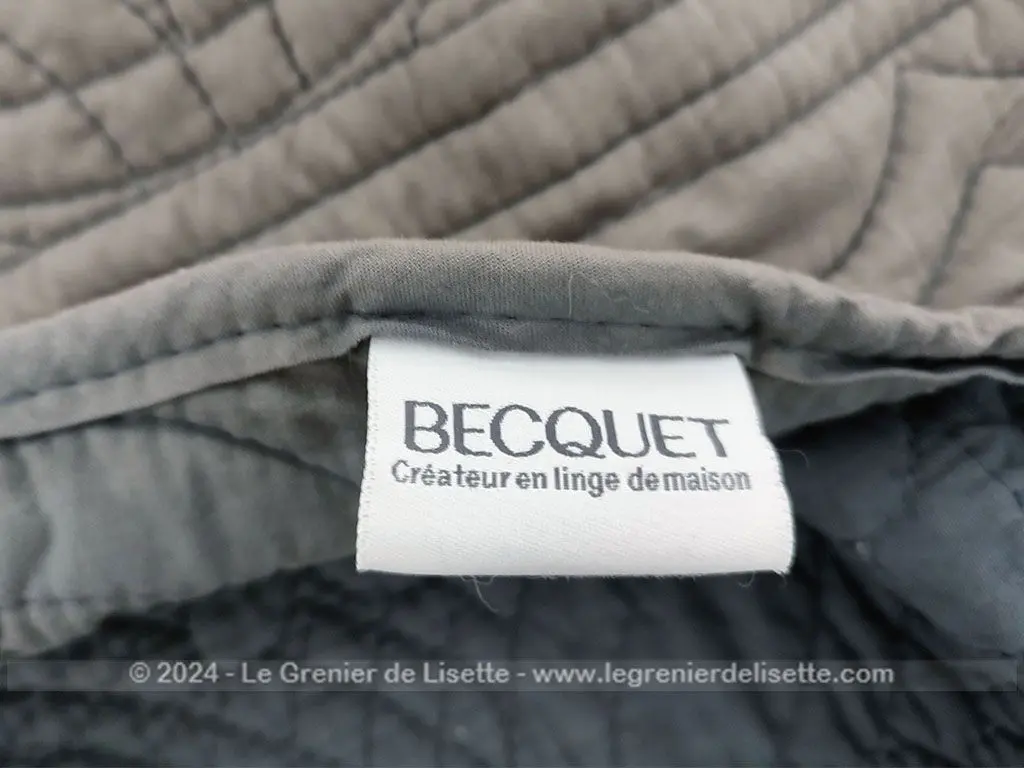Tête lit boutis coton uni couleur gris bleu marque BECQUET – Image 7